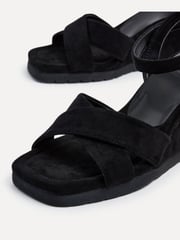 Linzi Black Imogen Lightweight Faux Suede Crossover Front Wedge - Image 5 of 5