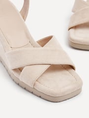Linzi Cream Imogen Lightweight Faux Suede Crossover Front Wedge - Image 4 of 5