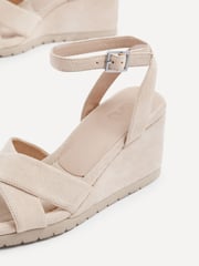 Linzi Cream Imogen Lightweight Faux Suede Crossover Front Wedge - Image 5 of 5