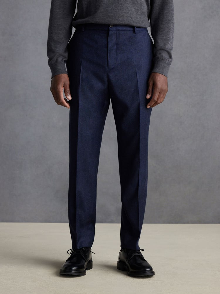 Blue Signature Zignone Italian Wool Flannel Slim Fit Formal Trousers - Image 1 of 8
