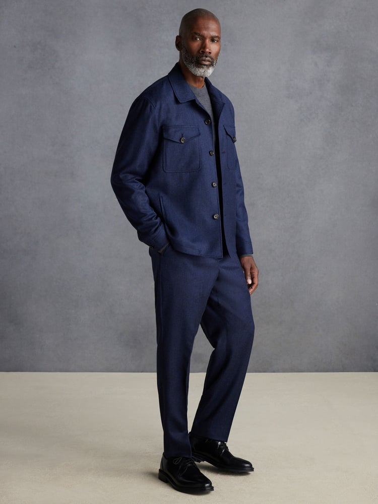 Blue Signature Zignone Italian Wool Flannel Slim Fit Formal Trousers - Image 2 of 8