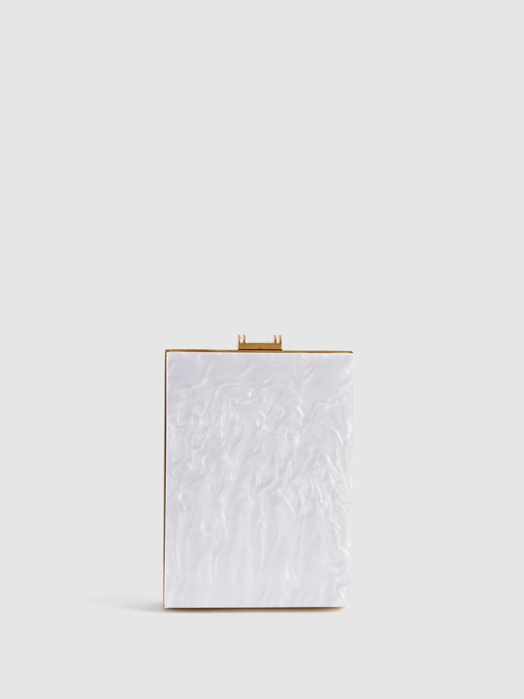 Reiss White Gigi Acetate Clutch Bag - Image 1 of 6