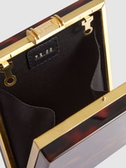 Reiss Tortoise Gigi Acetate Clutch Bag - Image 4 of 6