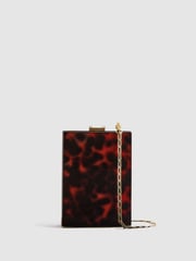Reiss Tortoise Gigi Acetate Clutch Bag - Image 5 of 6