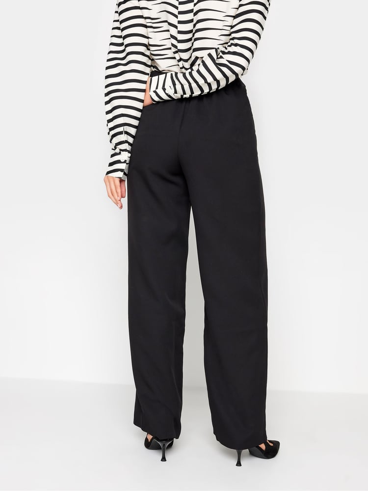 Long Tall Sally Black Elasticated Wide Leg Trousers - Image 2 of 4