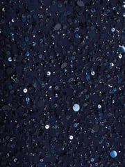 Quiz Navy Blue Sequin V Neck Batwing Maxi Dress - Image 4 of 4
