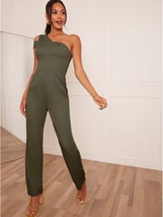 Chi Chi London Green One Shoulder Jumpsuit - Image 1 of 5