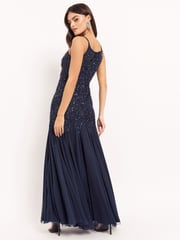 Maya Navy Blue Sequin Fishtail Maxi Dress - Image 1 of 4