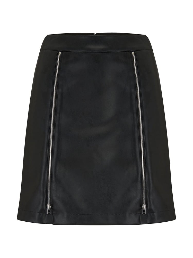 Pour Moi Black Ella Faux Leather Zip Front Mini Skirt - Image 5 of 5