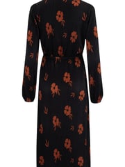 Pour Moi Black/ Chocolate Jada Plisse Long Sleeve Wrap Midi Dress - Image 5 of 5