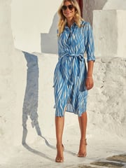 Sosandar Blue Zebra Midi Shirt Dress - Image 2 of 5