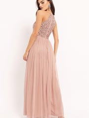 Maya Pink Halterneck Delicate Sequin Maxi Dress - Image 2 of 4
