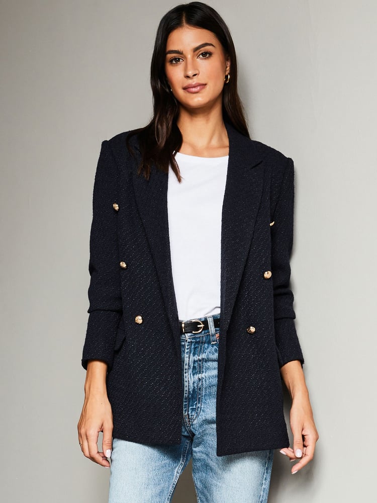 Lipsy Navy Boucle Blazer - Image 4 of 4