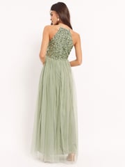 Maya Sage Green Halterneck Delicate Sequin Maxi Dress - Image 2 of 4