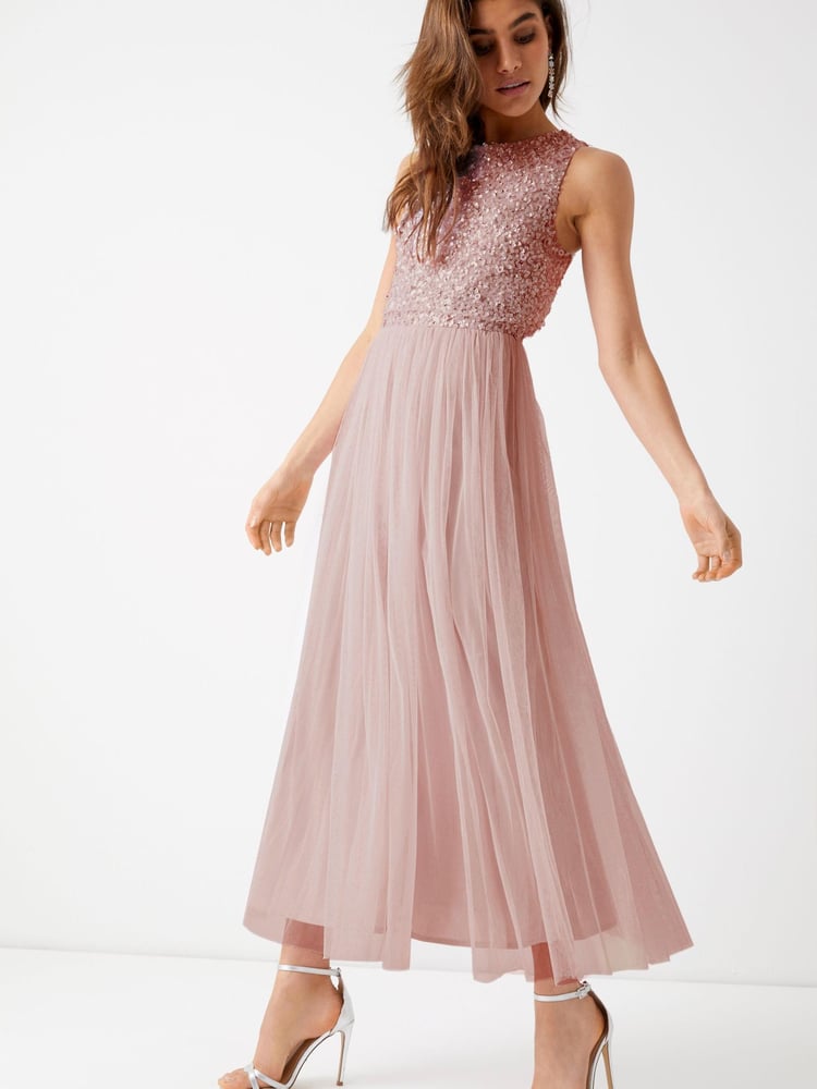 Maya Pink Sleeveless Sequin Midaxi Overlay Dress - Image 1 of 4 Maya Pink Sleeveless Sequin Midaxi Overlay Dress - Image 1 of 4