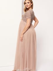 Maya Pink Maternity Delicate Sequin Cap Sleeve Maxi Dress - Image 2 of 7