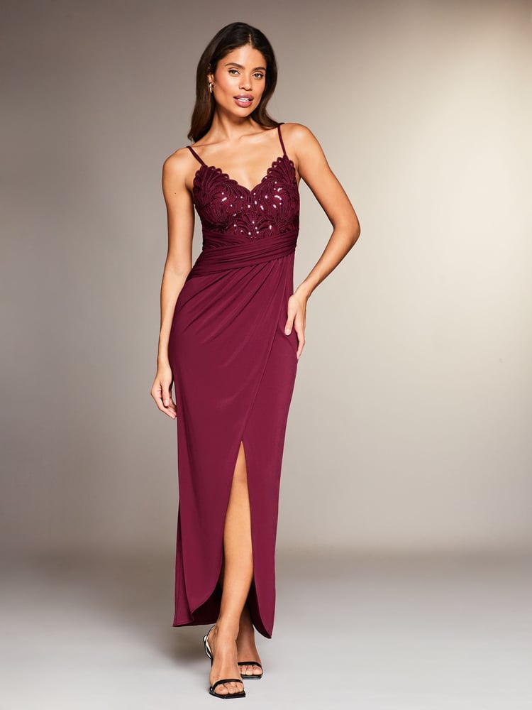 Lipsy Red Applique Lace Cami Maxi Dress - Image 1 of 4 Lipsy Red Applique Lace Cami Maxi Dress - Image 1 of 4