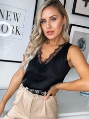 Lipsy Pure Black V Neck Cami Vest Top - Image 2 of 3