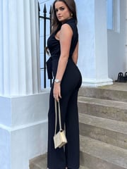 Girl In Mind Black Tailored Ring Detail Jumpsuit - Image 3 of 4