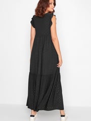 Long Tall Sally Black Deep V Broderie Tiered Maxi Dress - Image 3 of 4