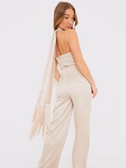 In The Style Grey Georgia Louise Halter Neck Wide Leg Jumpsuit - Image 4 of 4