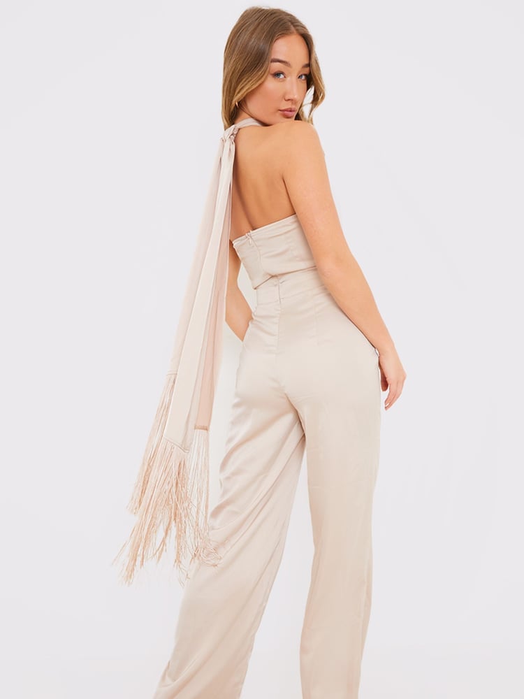 In The Style Grey Georgia Louise Halter Neck Wide Leg Jumpsuit - Image 4 of 4