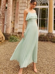 Love & Roses Sage Green Cami Frill Pleated Maxi Dress - Image 3 of 4