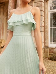 Love & Roses Sage Green Cami Frill Pleated Maxi Dress - Image 4 of 4