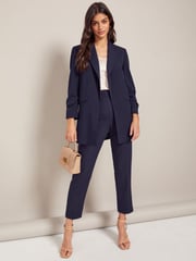 Friends Like These Navy Blue Petite Edge to Edge Tailored Blazer - Image 3 of 4