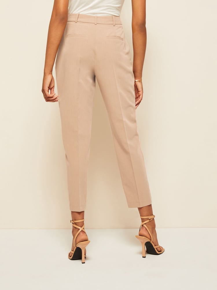 Friends Like These Neutral Camel Petite Tailored Ankle Grazer Trousers - Image 2 of 4 Friends Like These Neutral Camel Petite Tailored Ankle Grazer Trousers - Image 2 of 4