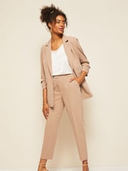 Friends Like These Neutral Camel Petite Tailored Ankle Grazer Trousers - Image 3 of 4