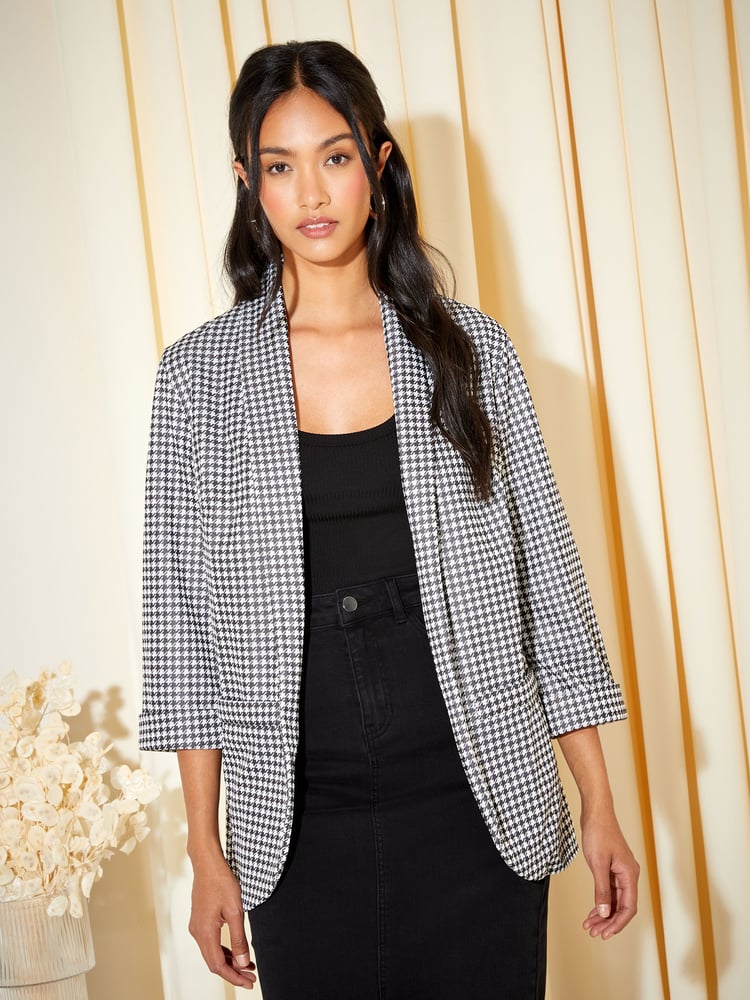 Friends Like These Black/White Edge to Edge Ponte Jacquard Blazer - Image 1 of 1
