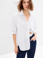 Gap White Cotton Long Sleeve Oversized Shirt - Image 1 of 3