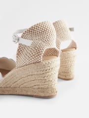 White Scallop Peep Toe Wedges - Image 5 of 8