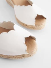 White Scallop Peep Toe Wedges - Image 6 of 8