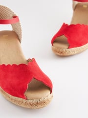 Red Scallop Peep Toe Wedges - Image 6 of 7