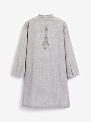 Grey Regular Length Embroidered Boys Kurta (3-16yrs) - Image 6 of 7