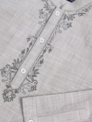 Grey Regular Length Embroidered Boys Kurta (3-16yrs) - Image 7 of 7