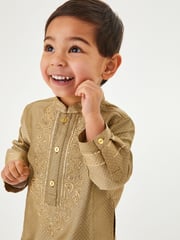 Gold Regular Length Embroidered Boys Kurta (3mths-7yrs) - Image 4 of 5