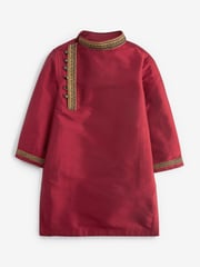 Red Regular Length Embroidered Boys Kurta (3mths-7yrs) - Image 4 of 6