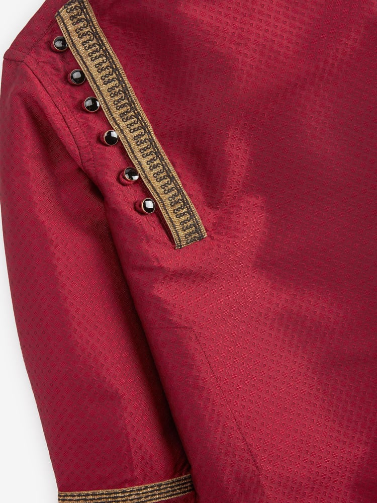 Red Regular Length Embroidered Boys Kurta (3mths-7yrs) - Image 6 of 6 Red Regular Length Embroidered Boys Kurta (3mths-7yrs) - Image 6 of 6
