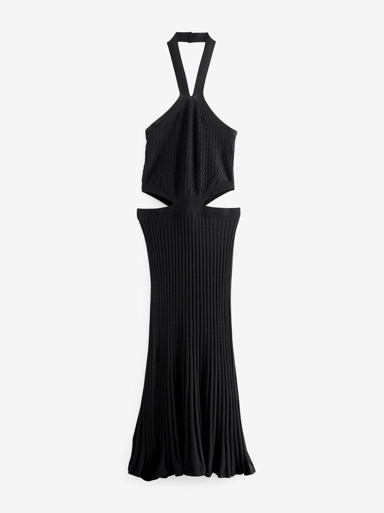 Rochelle Black Halter Cut Out Dress - Image 8 of 8