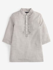 Grey Regular Length Embroidered Boys Kurta (3mths-7yrs) - Image 6 of 9