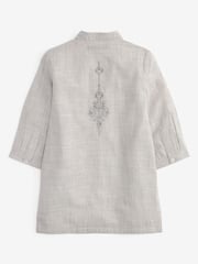 Grey Regular Length Embroidered Boys Kurta (3mths-7yrs) - Image 7 of 9