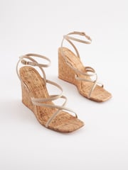 Bone Signature Leather Strappy Cork Wedges - Image 4 of 8