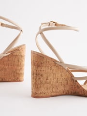 Bone Signature Leather Strappy Cork Wedges - Image 6 of 8