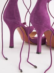 Purple Signature Leather Strappy Wrap Heels - Image 10 of 10