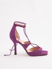 Purple Signature Leather Strappy Wrap Heels - Image 7 of 10