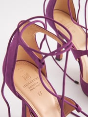 Purple Signature Leather Strappy Wrap Heels - Image 8 of 10