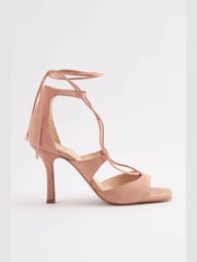 Camel Signature Leather Strappy Wrap Heels - Image 4 of 8